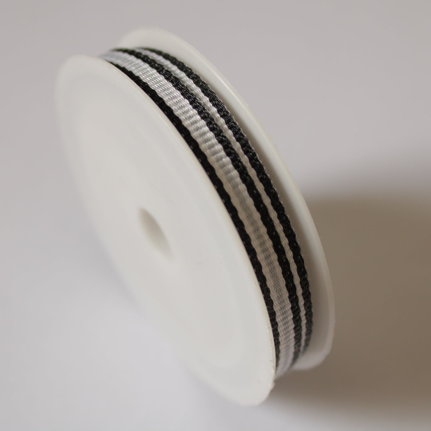 Ruban gros grain 6mm noir/blanc