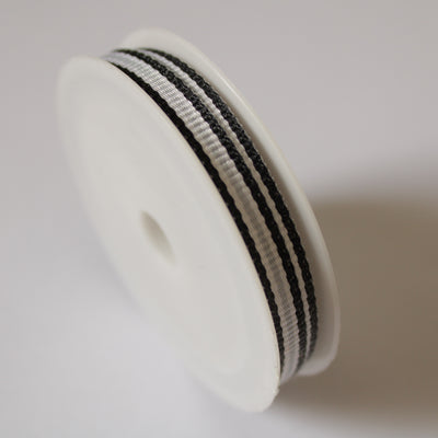 Ruban gros grain 6mm noir/blanc