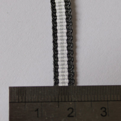Ruban gros grain 6mm noir/blanc