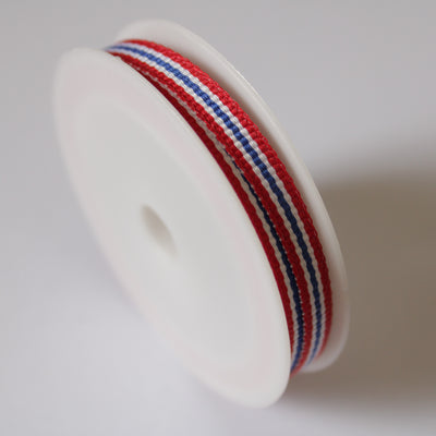 Ruban gros grain 6mm rouge/bleu