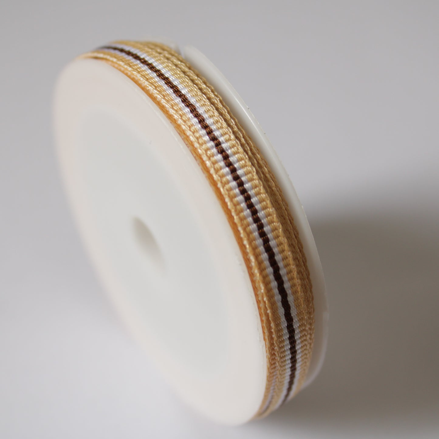 Ruban gros grain 6mm crème/marron