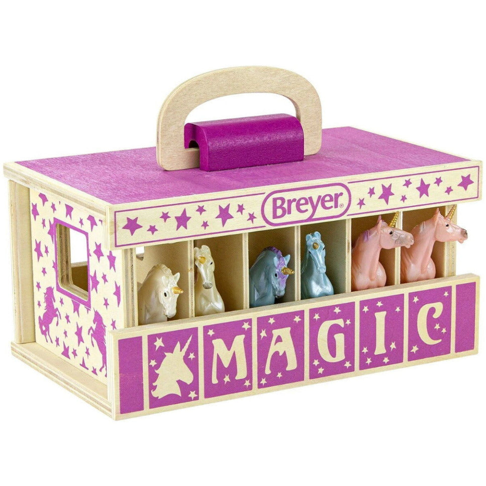 Breyer Stablemate (1:32) 59218 - Mallette Écurie en bois et 6 licornes